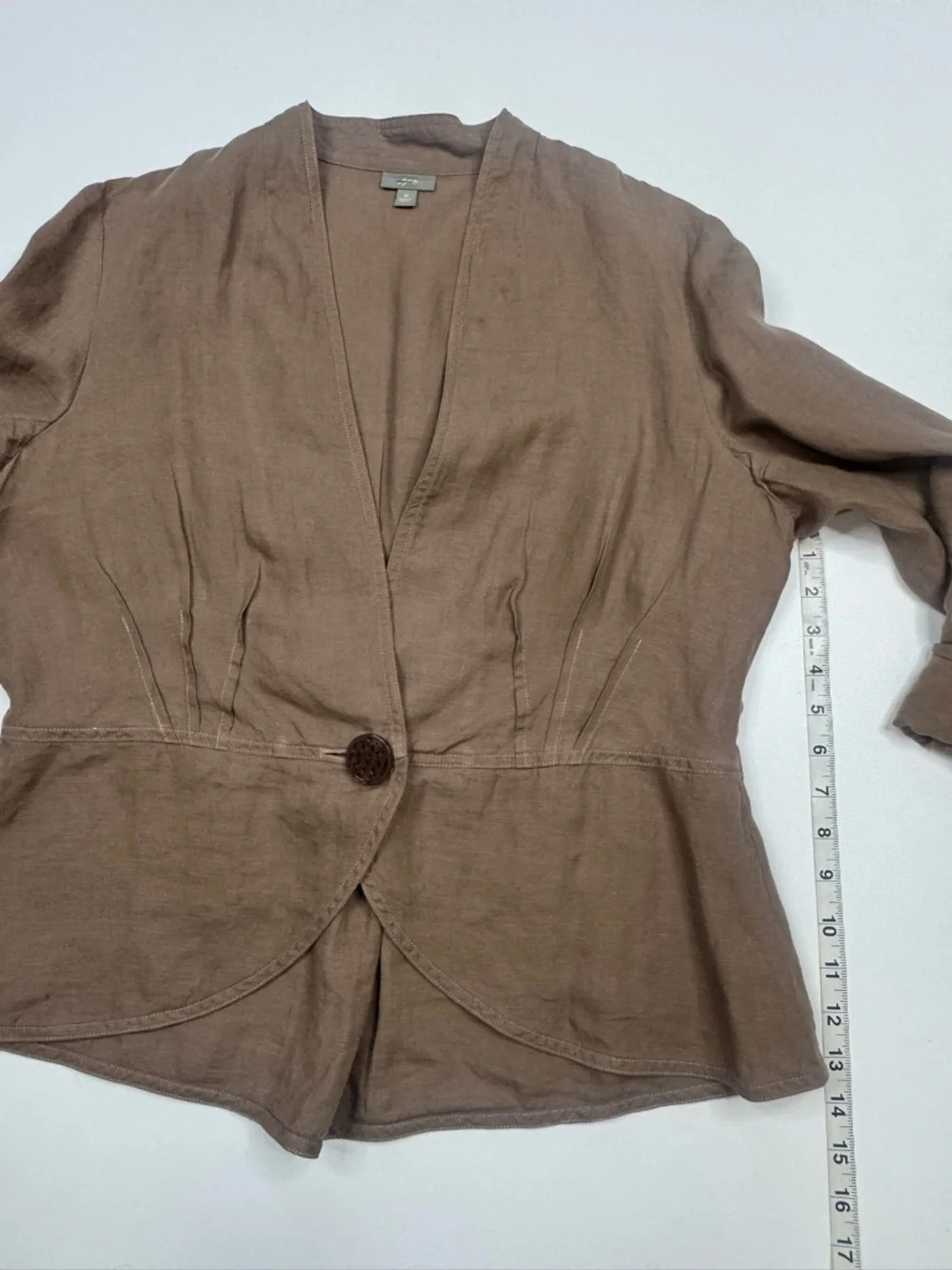 J. Jill 100% Linen Single-Button Peplum Blazer Womens Size Medium